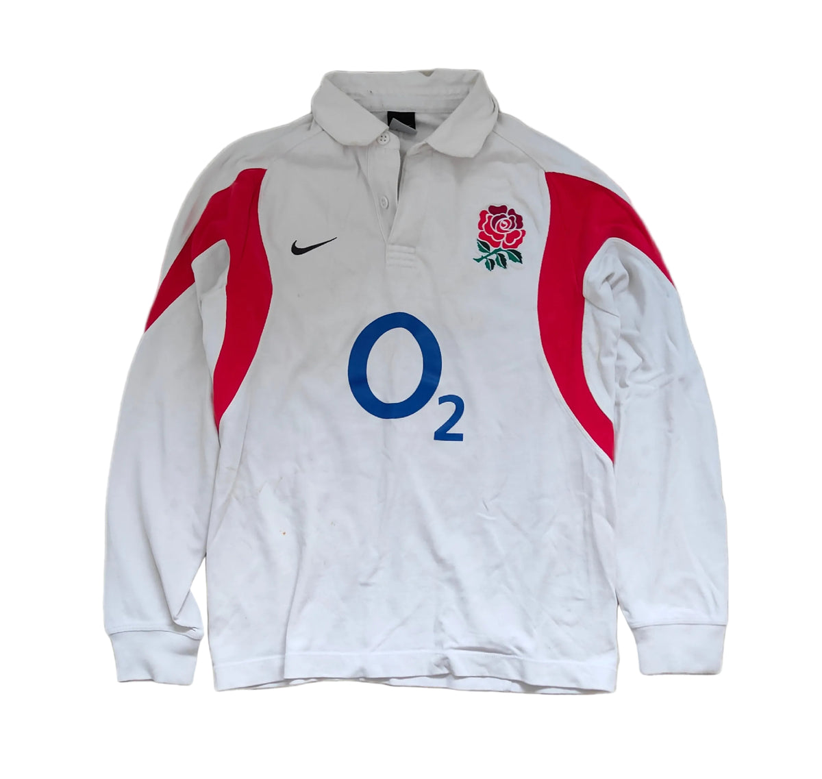 Nike England Rugby Home Jersey – O2 Sponsor – Size S (early 2000s)