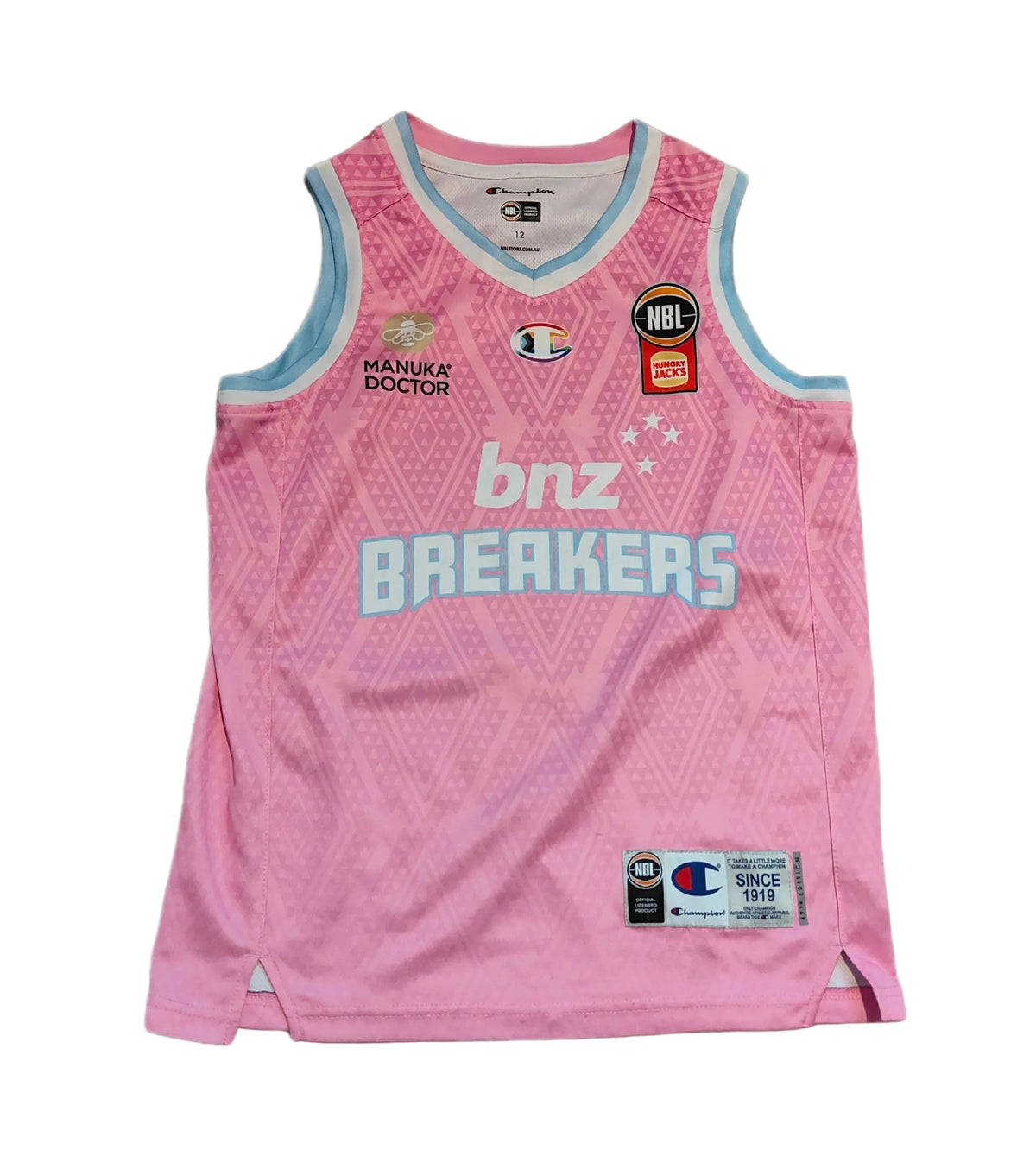 NZ Breakers NBL Pink Jersey – Champion – Girls Size 12