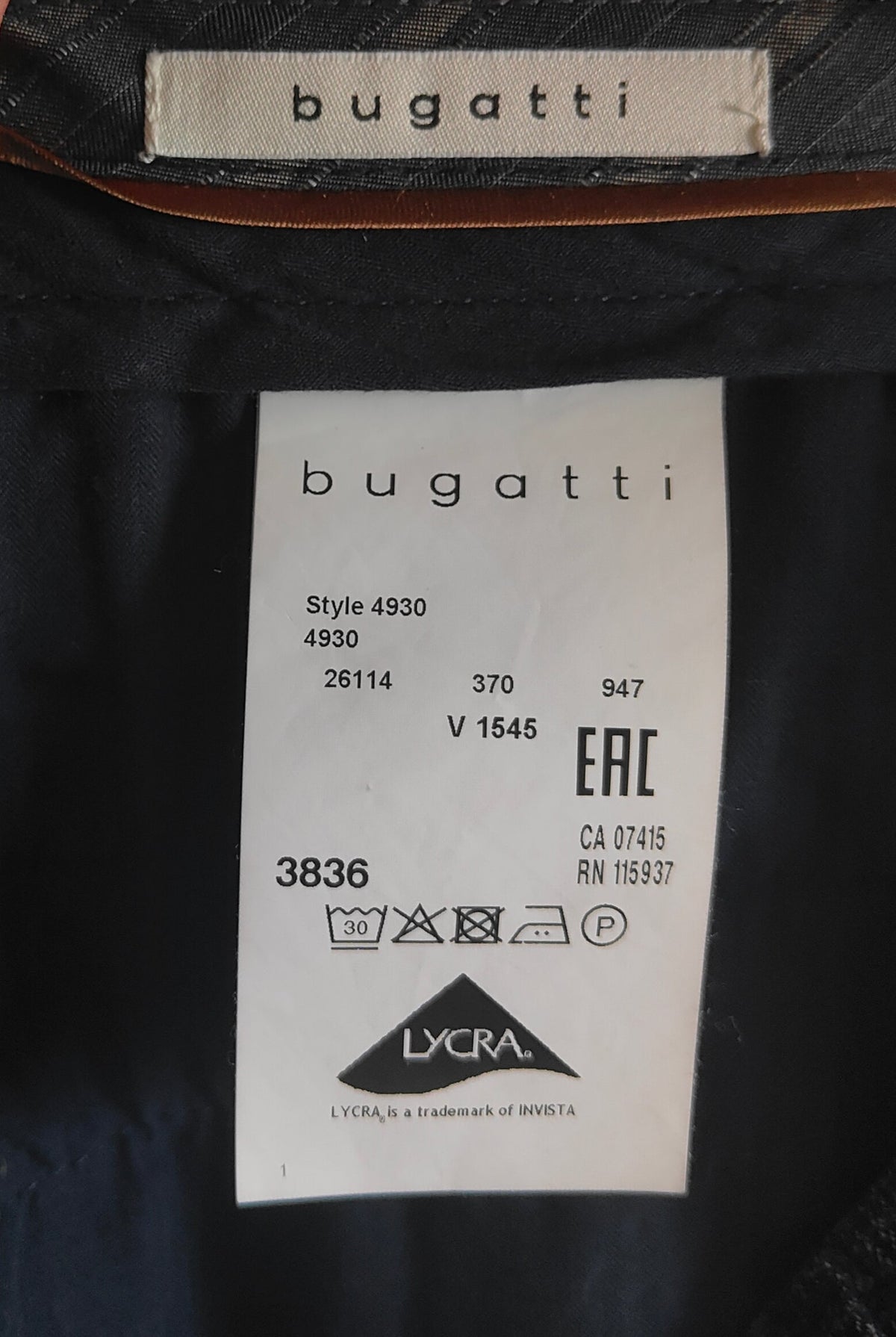 Bugatti Modern Fit Trousers — Charcoal Micro-Pattern | Size 38/36
