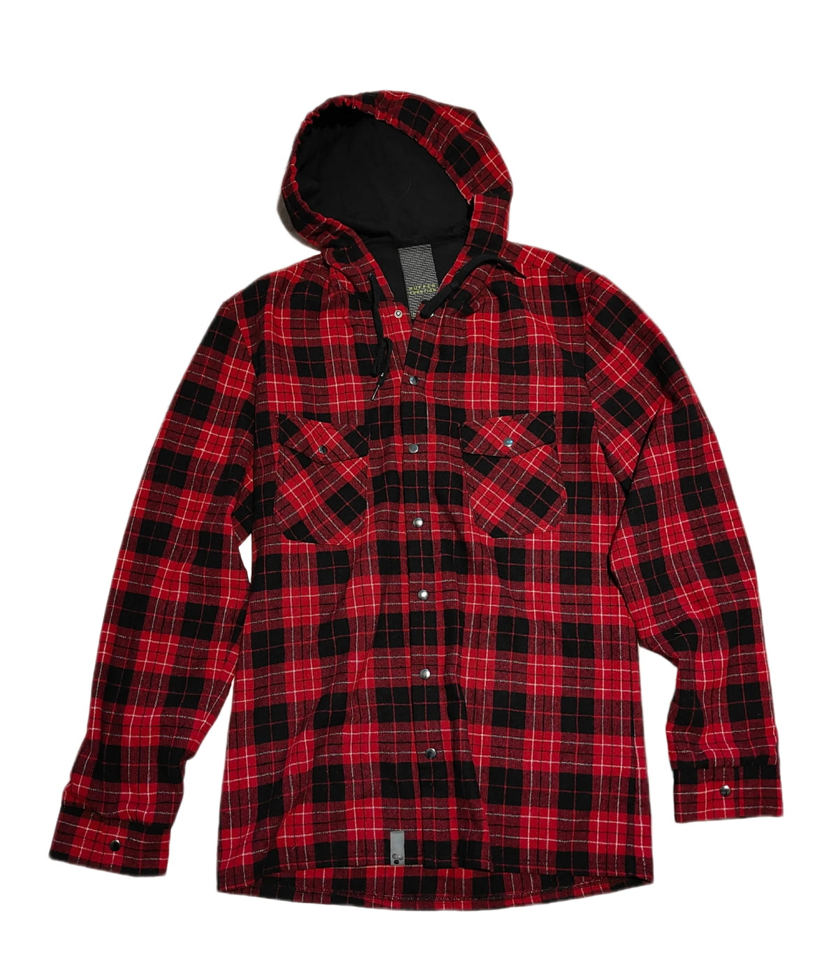 Huffer Hooded Wool Flannel Shirt Jacket — Red/Black Plaid | Men's Small