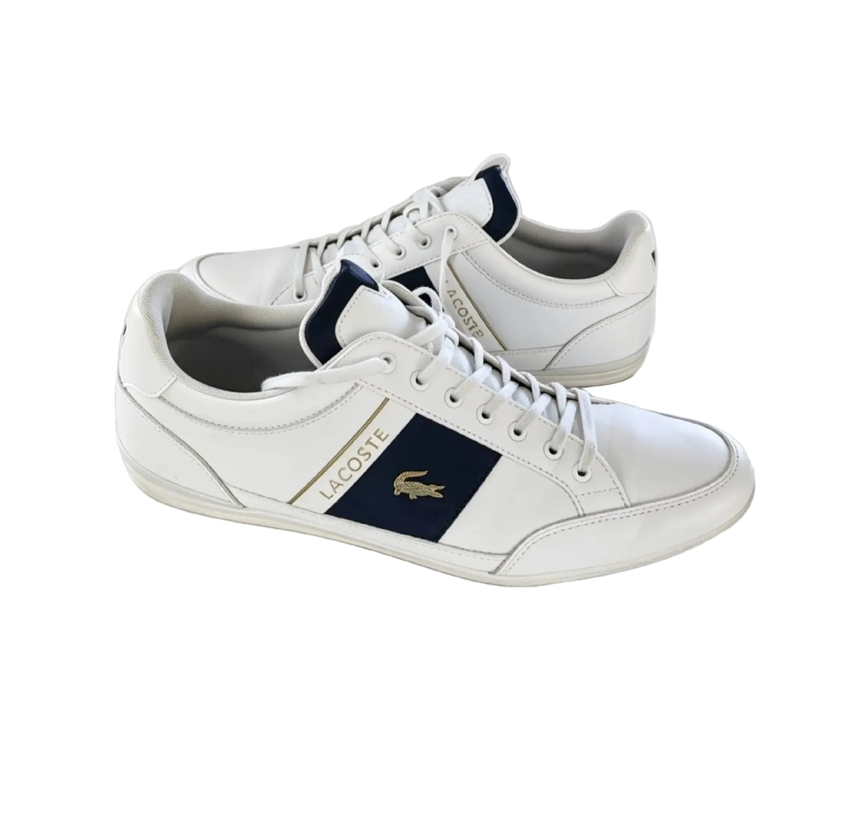 Lacoste Chaymon Leather Sneakers – White/Navy | Size 11 US