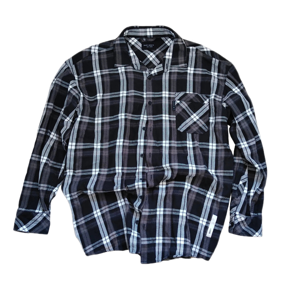 Saint Morta Plaid Flannel Shirt — Black/Grey