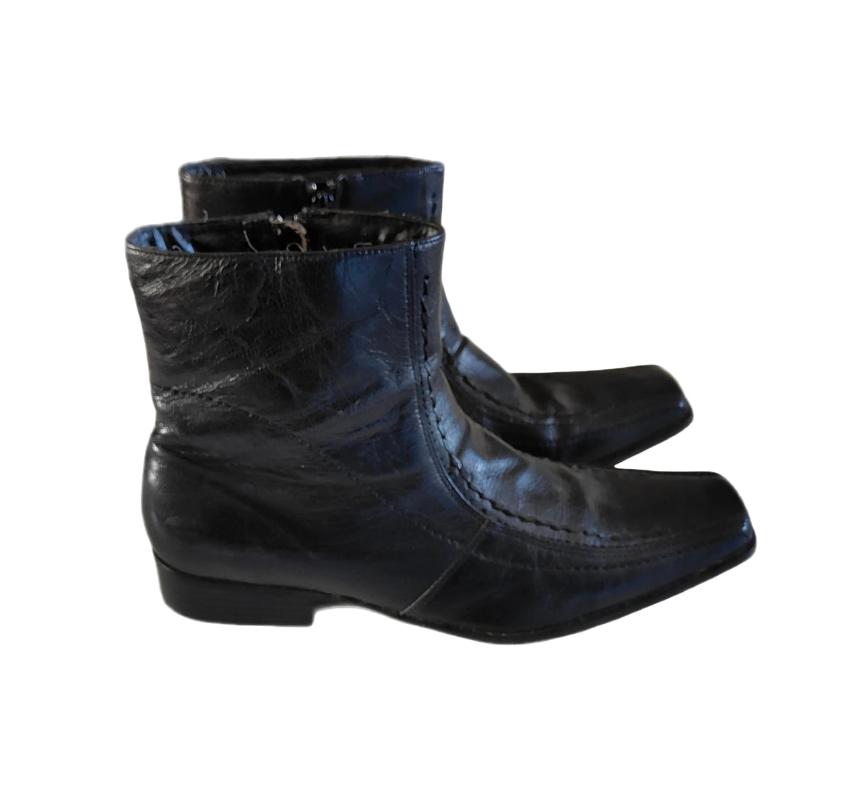Windsor Smith Black Leather Square Toe Ankle Boots — Size 11