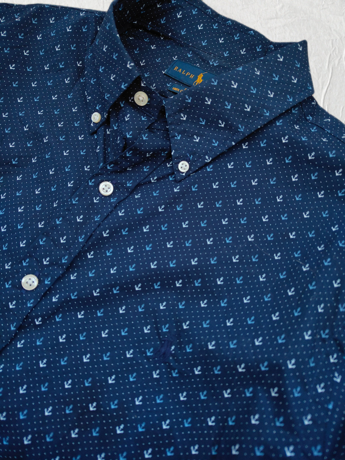Ralph Lauren Slim Fit Anchor Print Shirt — Size L
