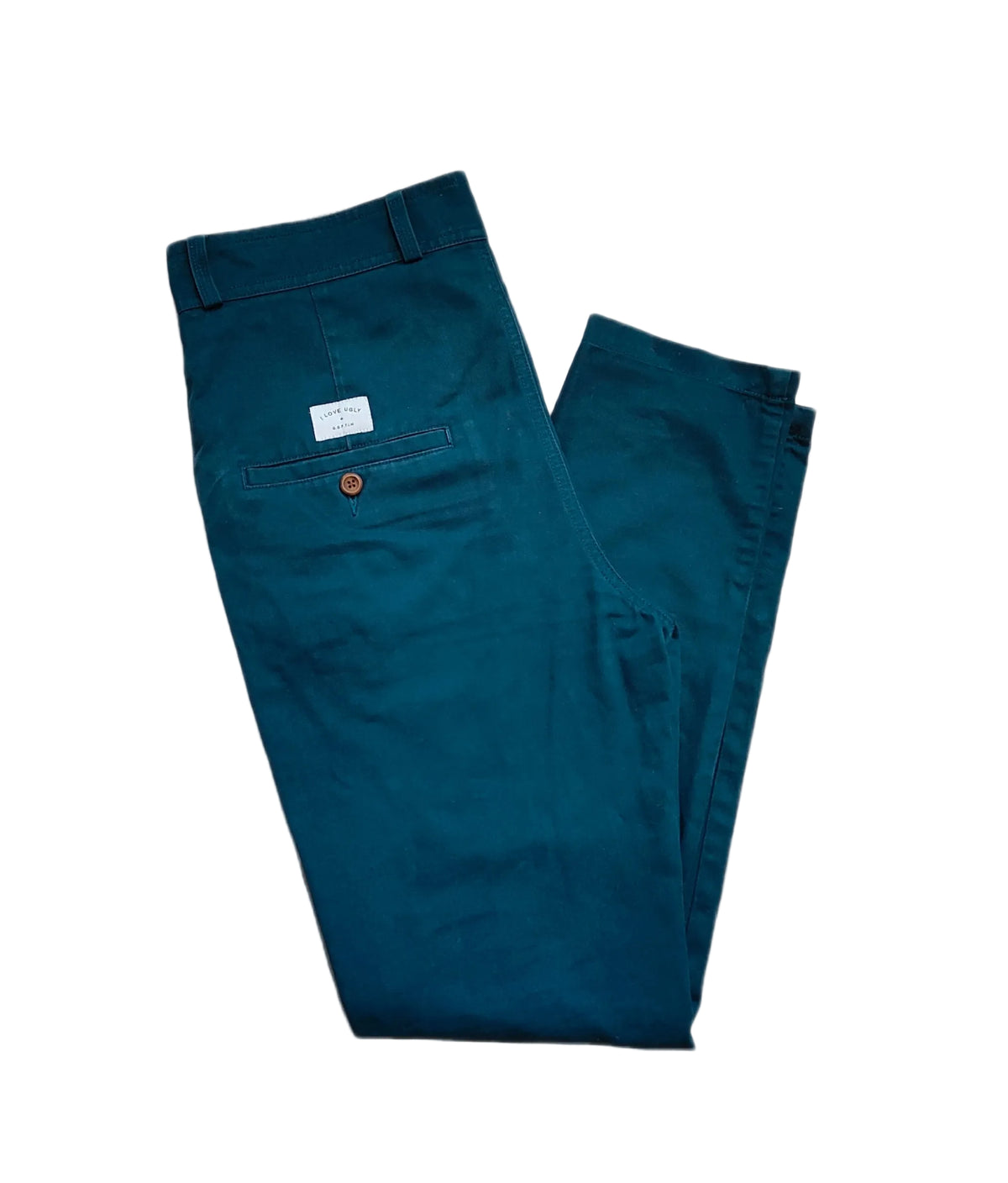 i love ugly Teal Chinos — Size M