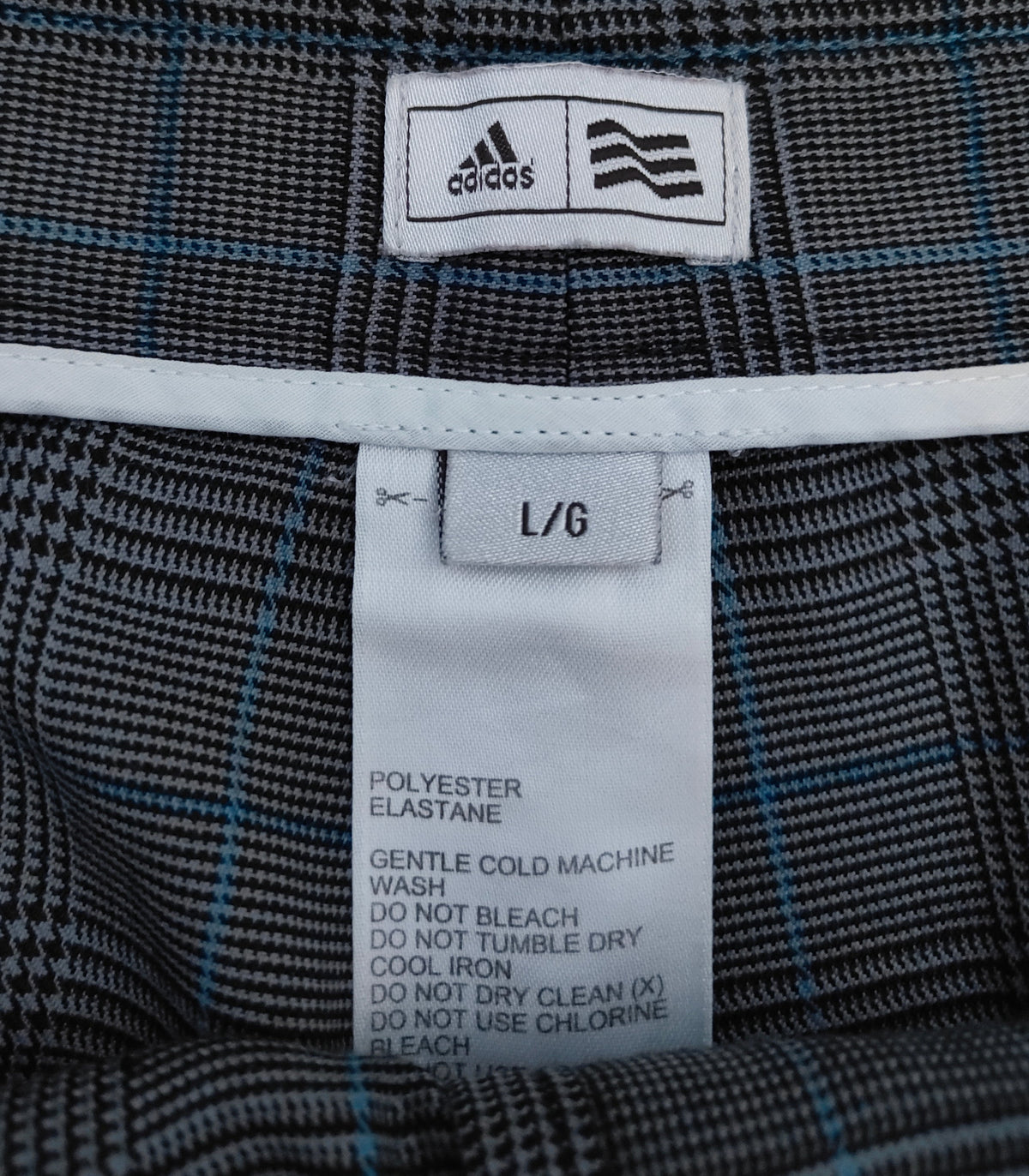 Adidas Golf Shorts – Glen Plaid Charcoal/Teal (Size L)