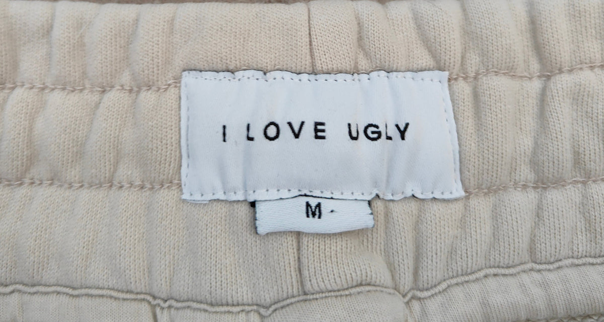 I Love Ugly Graphic Sweat Shorts — Stone size M