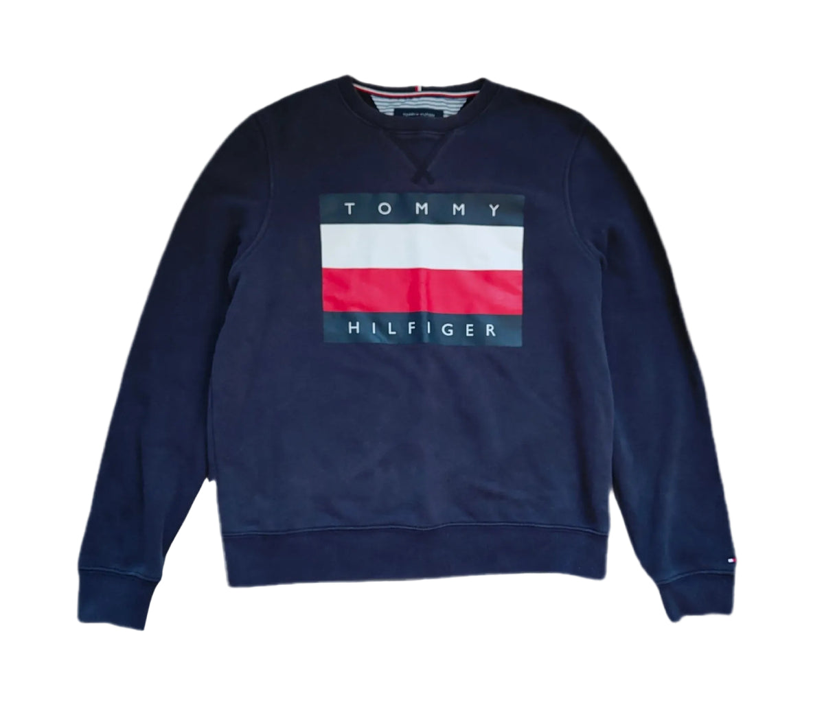 Tommy Hilfiger Flag Logo Crewneck Sweatshirt — Navy (Women's S)
