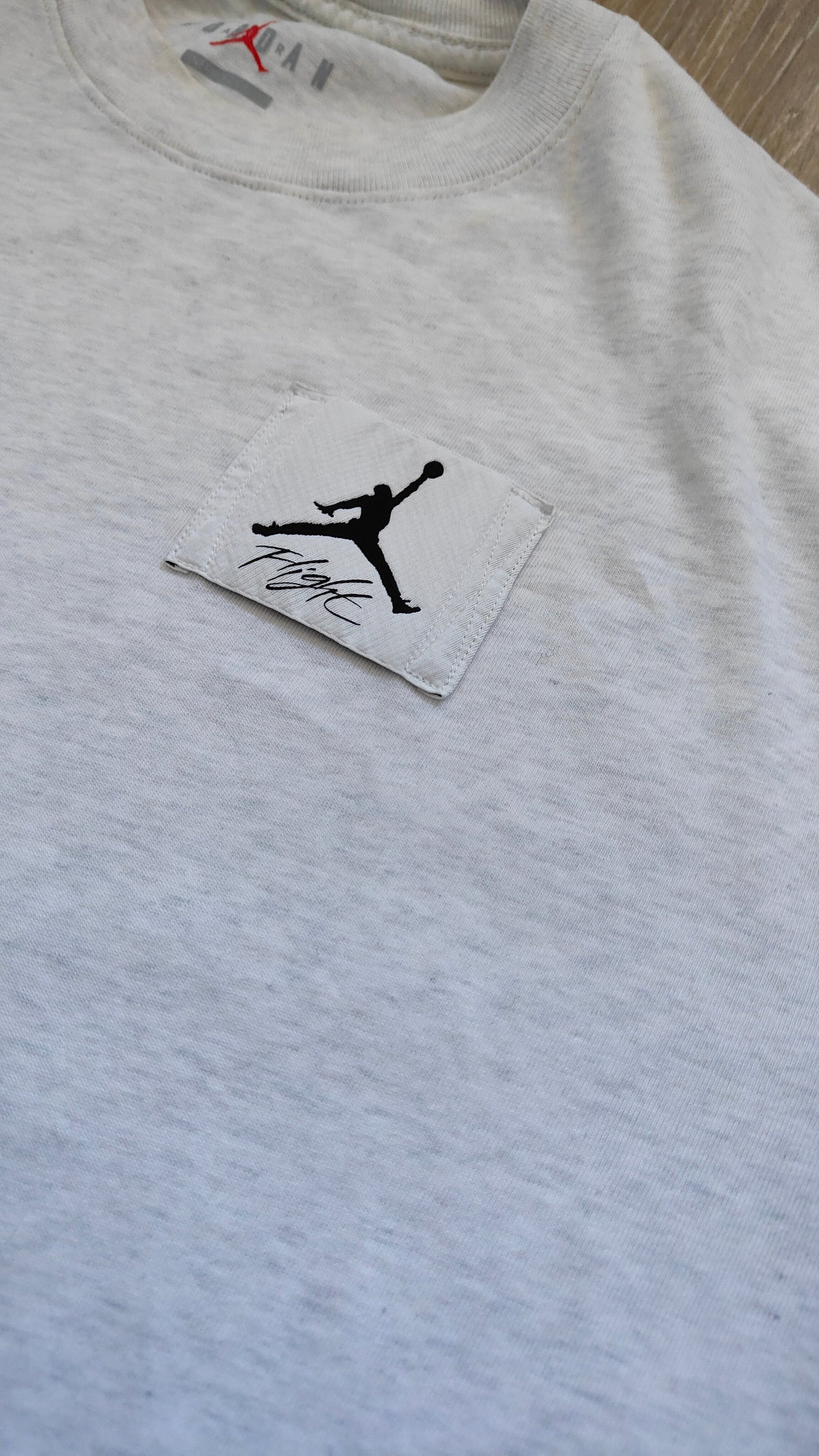 Pre-owned Nike Air Jordan Flight Jumpman T-Shirt – Men's M Oversized | Grey Marl