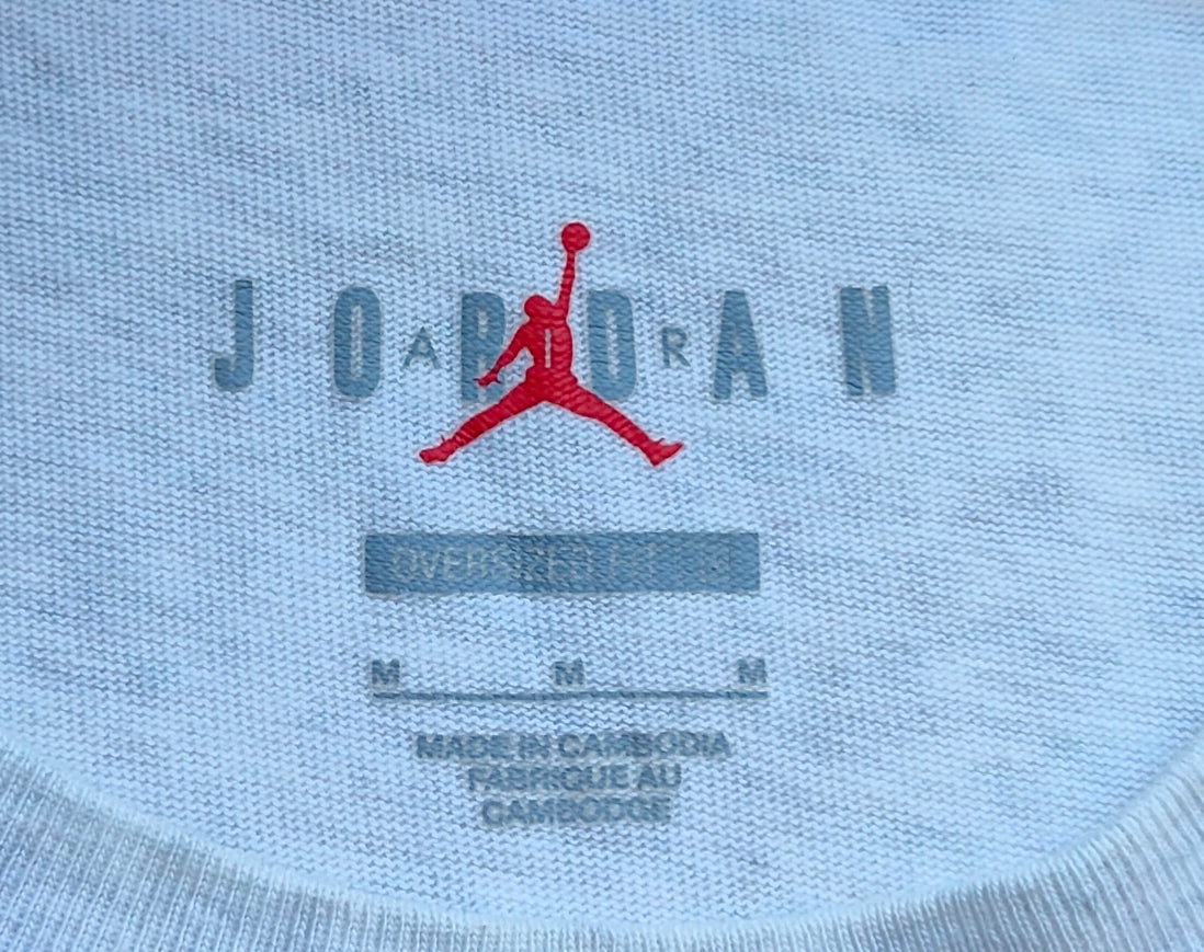 Pre-owned Nike Air Jordan Flight Jumpman T-Shirt – Men's M Oversized | Grey Marl