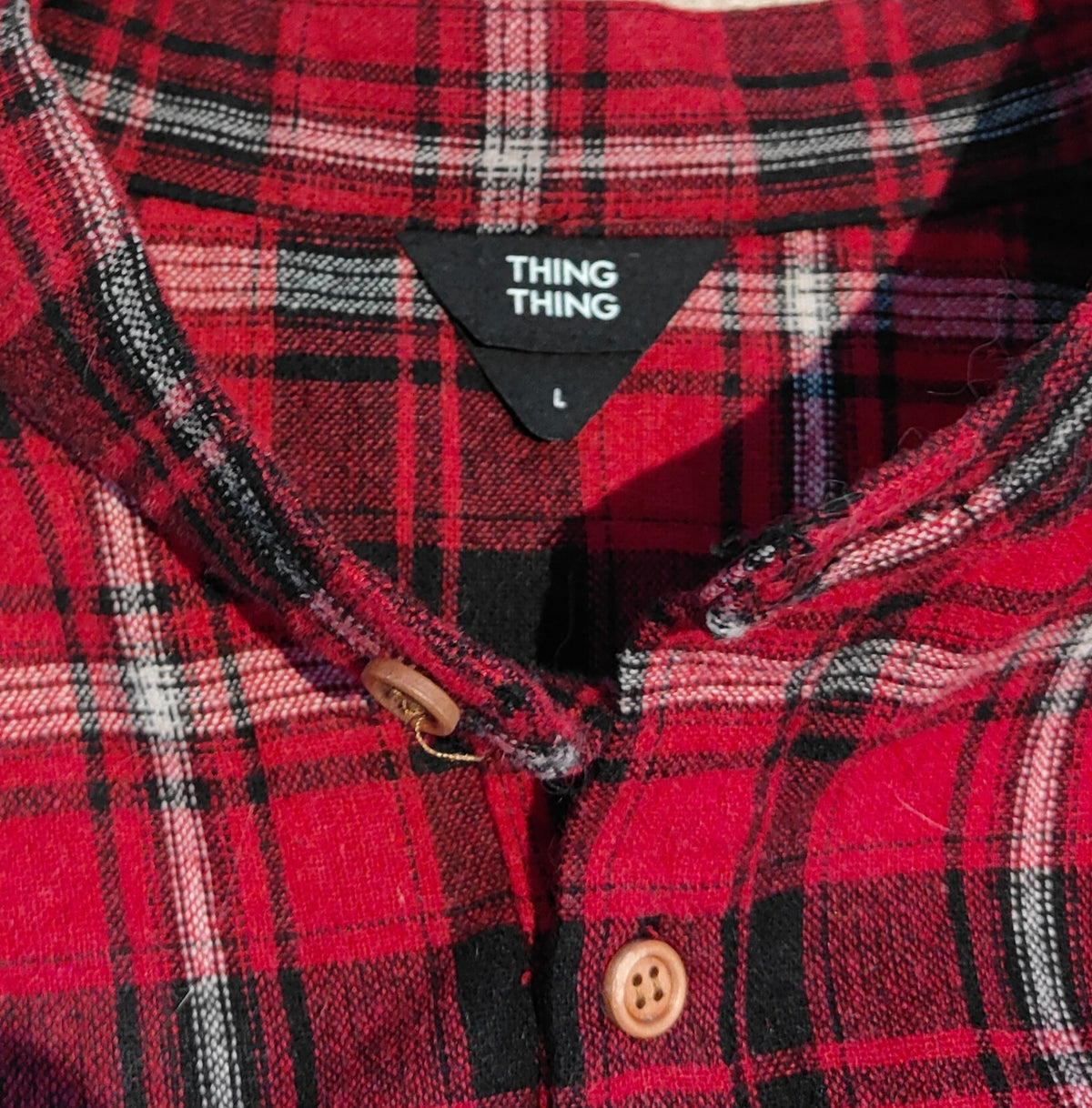 Thing Thing Tartan Flannel Shirt — Red/Black