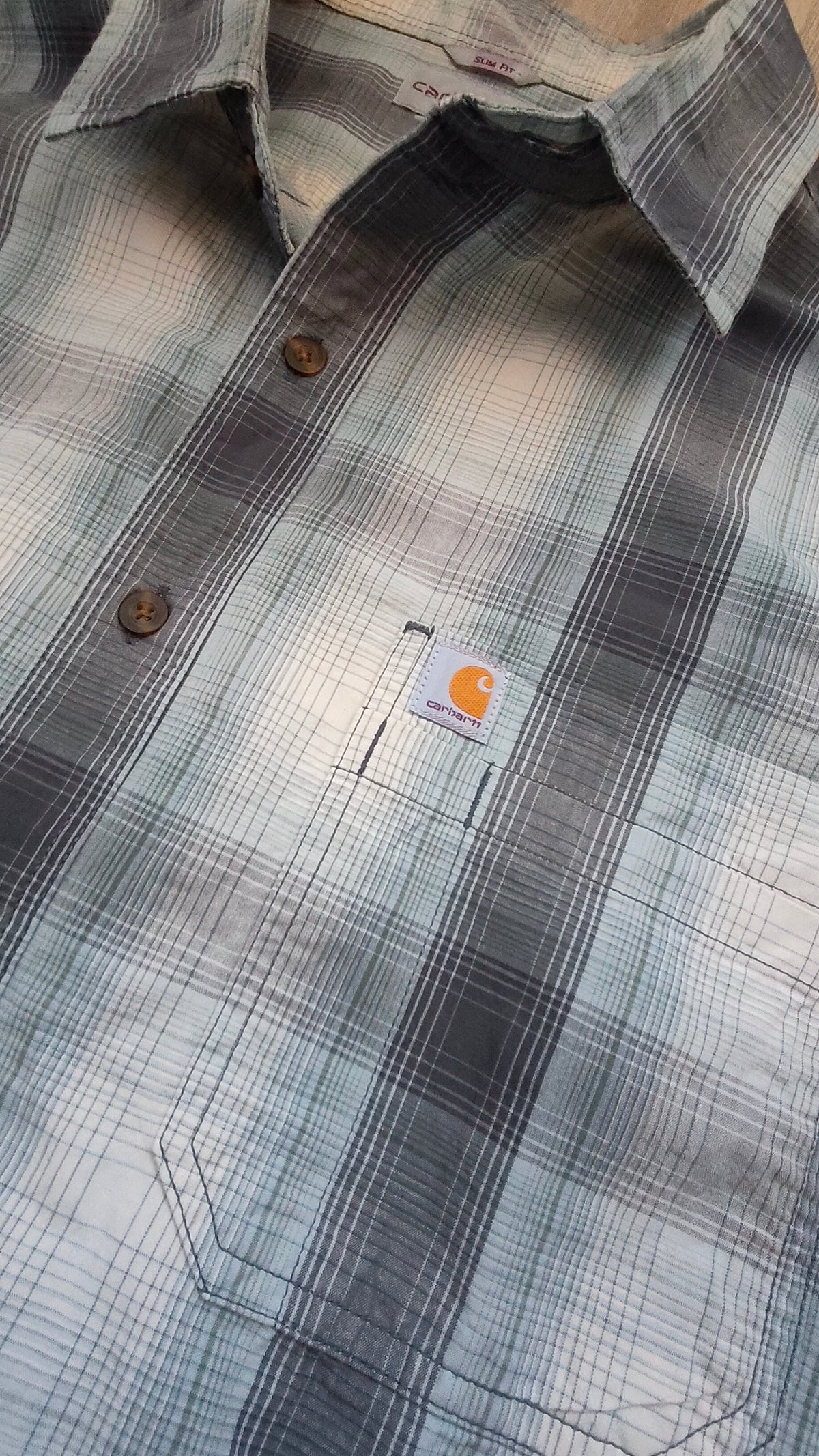 Carhartt Slim Fit Short Sleeve Plaid Shirt — 2XL
