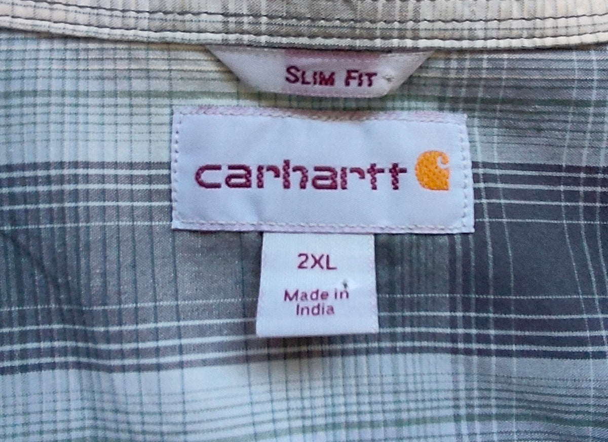 Carhartt Slim Fit Short Sleeve Plaid Shirt — 2XL