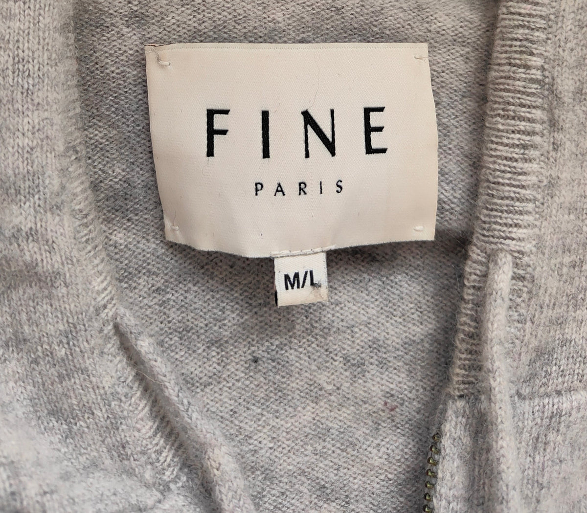 Fine Paris Abigaelle Cashmere Zip Hoodie — Grey Stripe M/L