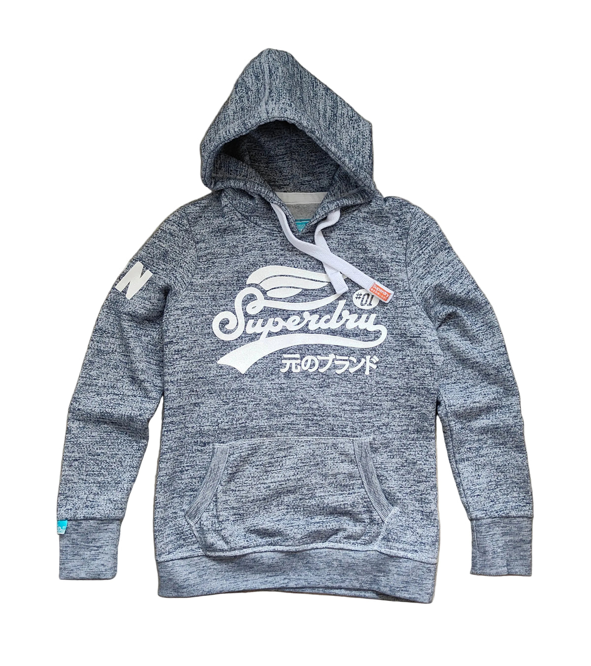 Superdry Vintage Logo Pullover Hoodie – Women's M – Grey Marl