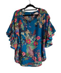 Annah Stretton Pink Ever So Smitten Floral Ruffle Sleeve Top — Size XL