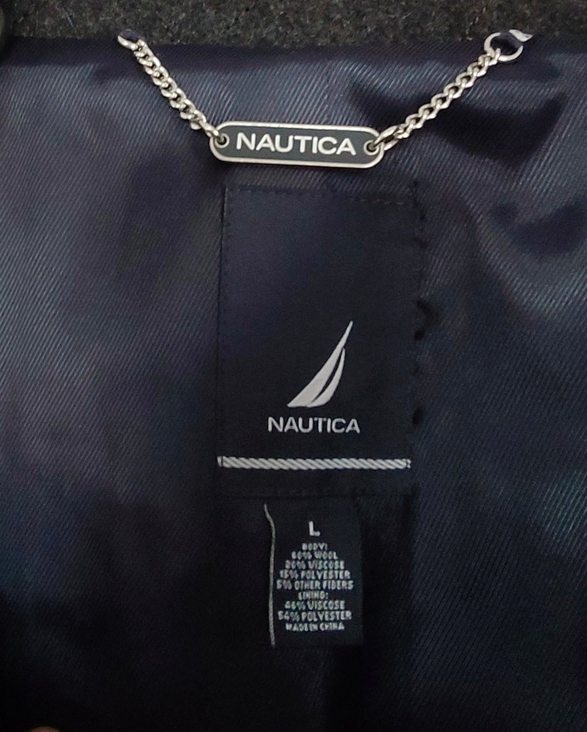 Nautica Wool-Blend Overcoat — Charcoal Grey | Size L
