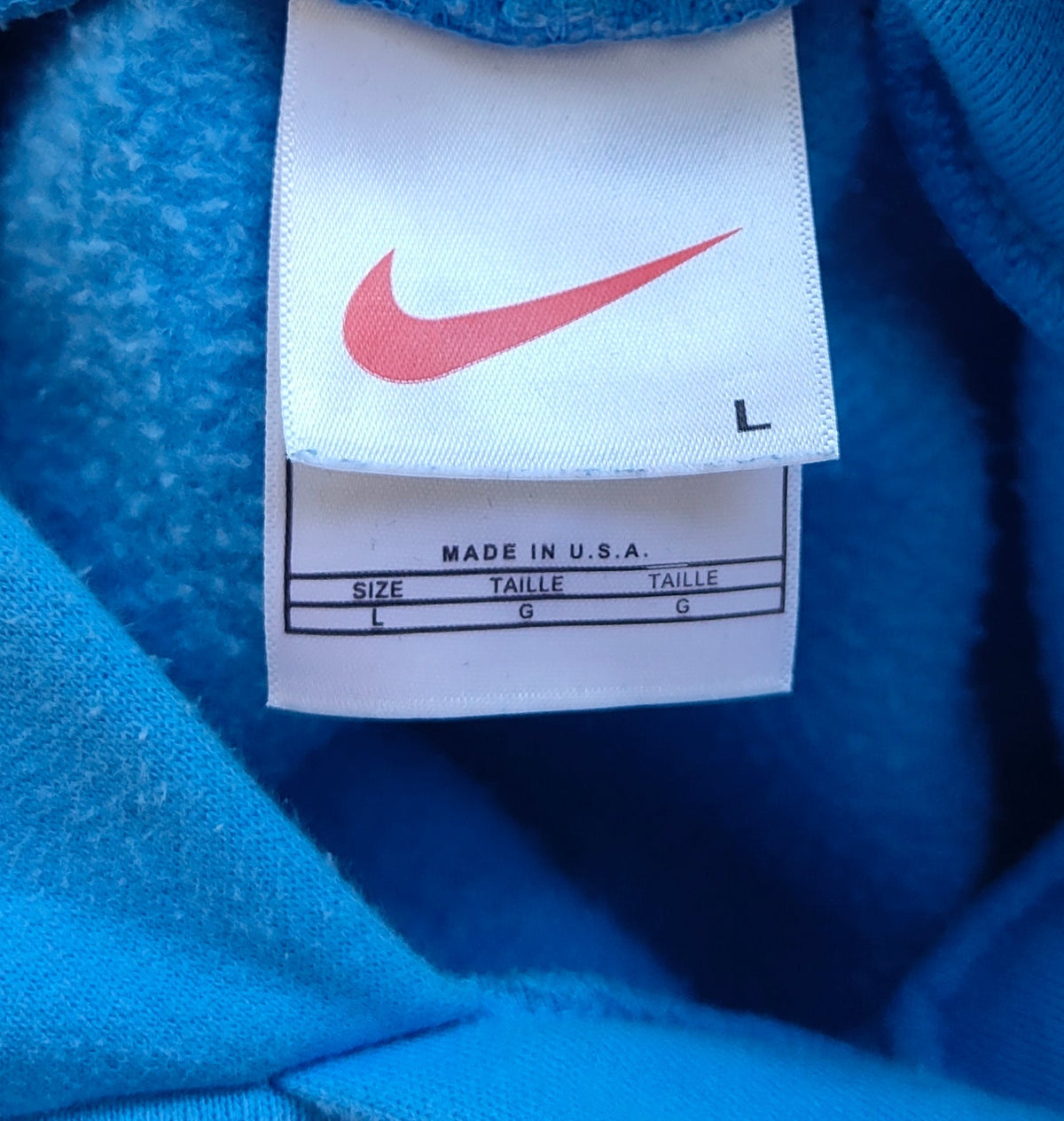 Vintage Nike Centre Swoosh Hoodie — Powder Blue (Made in USA) Size L