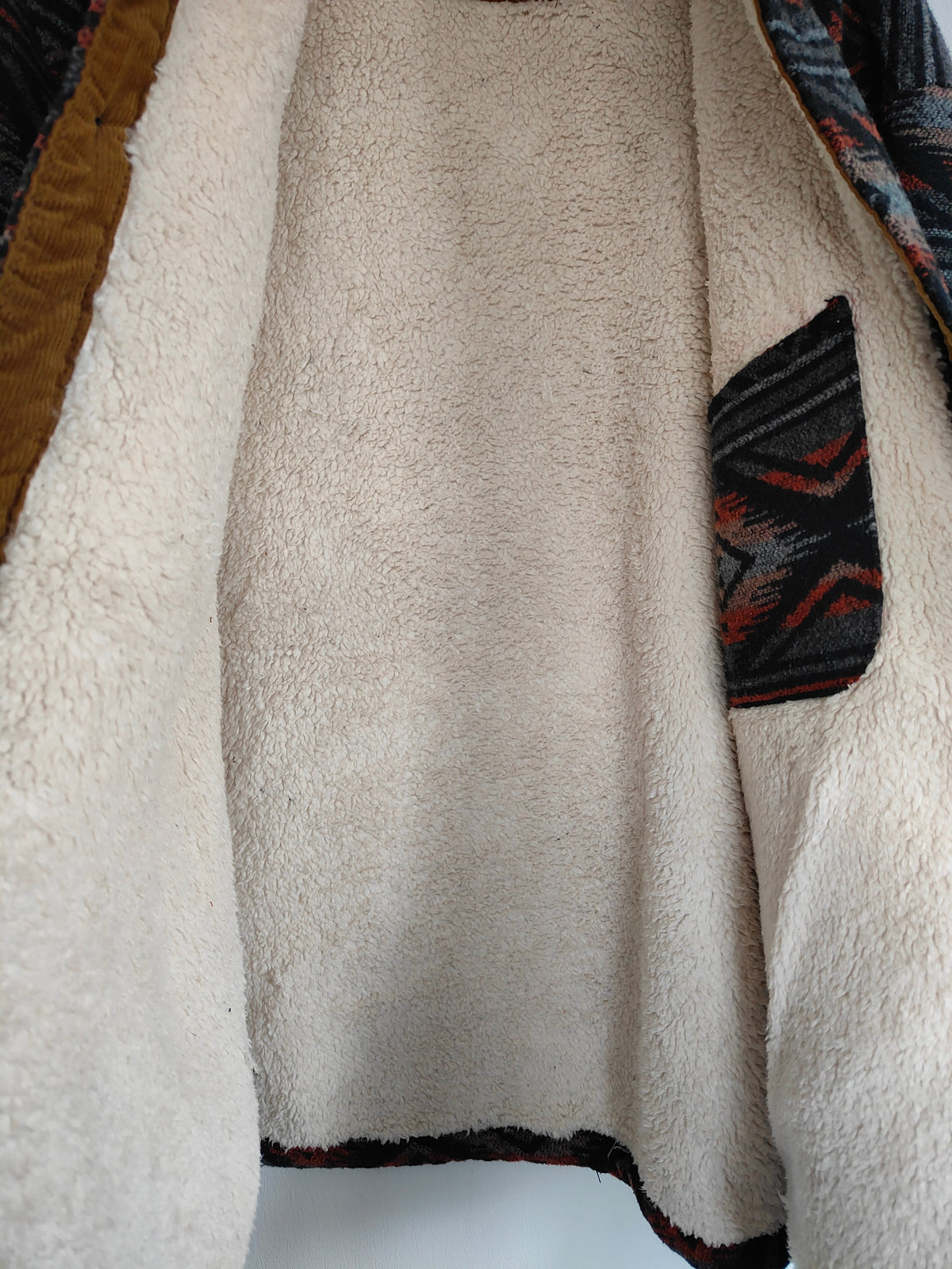 JACHS New York Sherpa-Lined Aztec Shirt Jacket — XXL