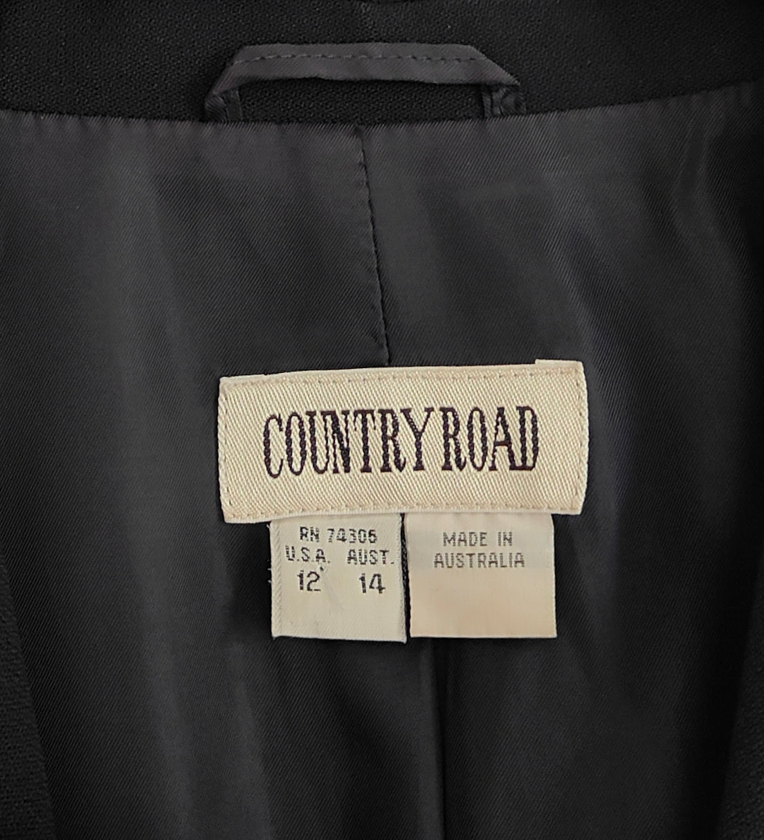 Country Road Vintage Wool Blazer — Black- Size 12 (US)