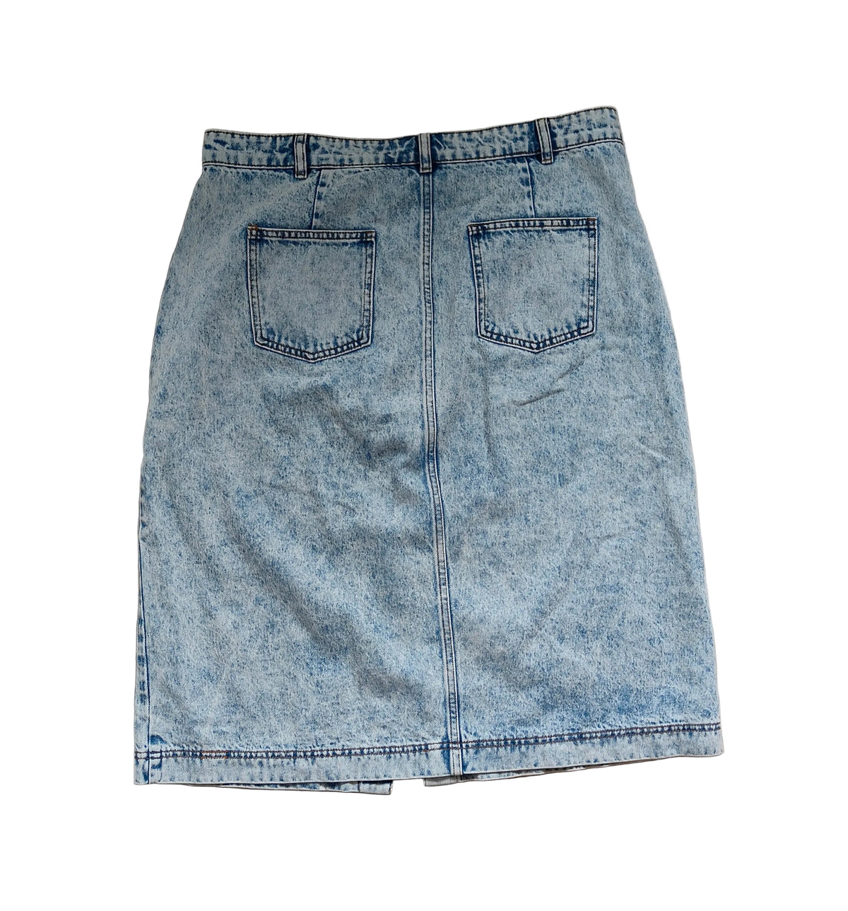 Seed Heritage Acid Wash Button-Front Denim Midi Skirt — Size 16