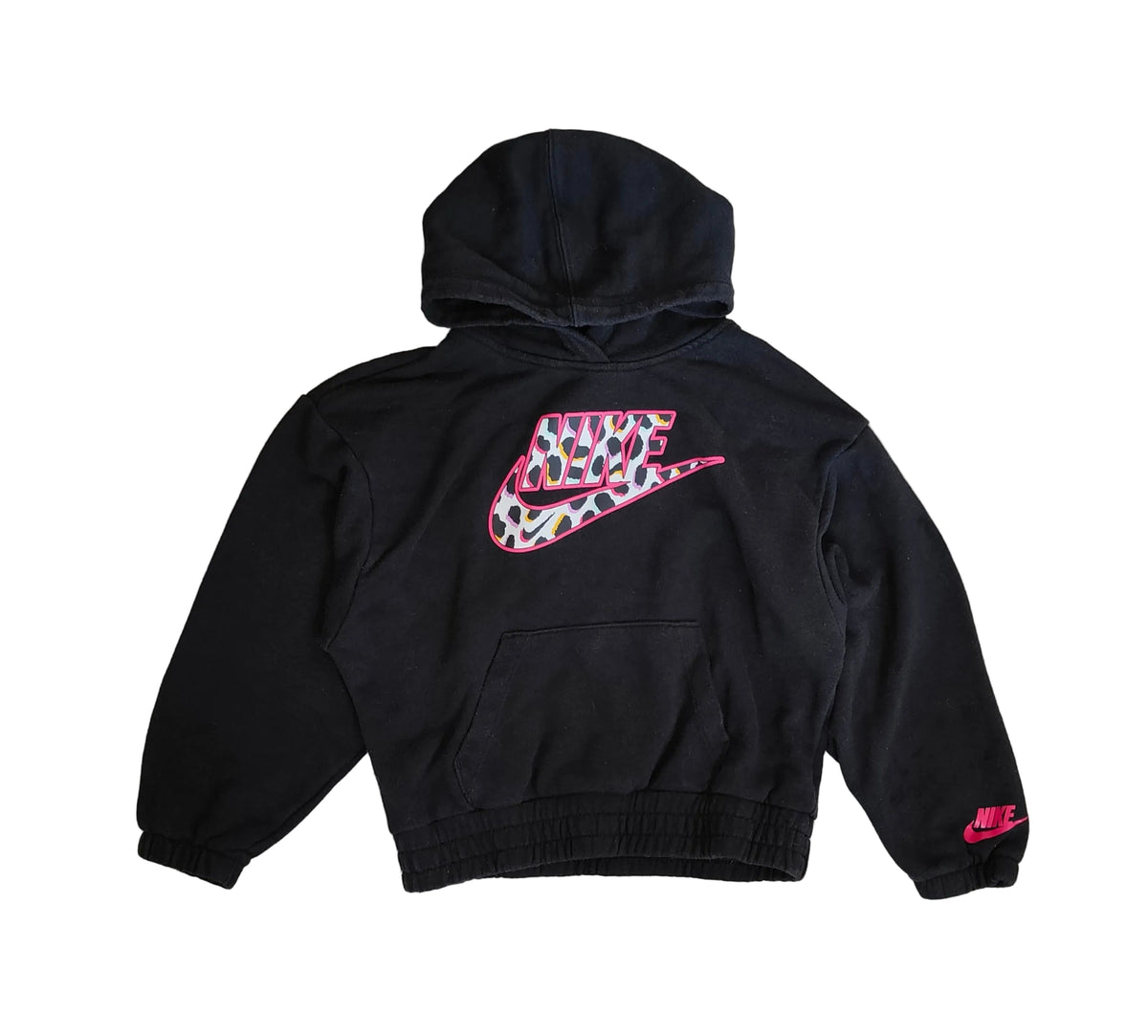 Pre-Owned Nike Girls Leopard Print Hoodie – Size 6-7Y