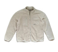 LSKD Bone sherpa fleece full-zip jacket laid flat, front view