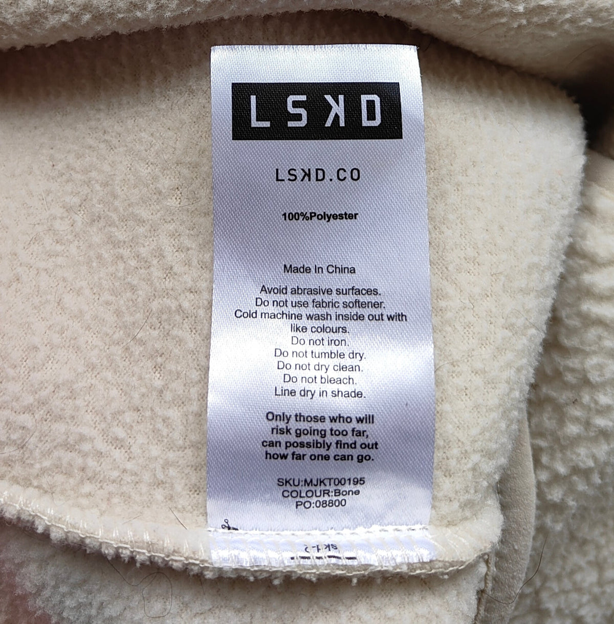 LSKD Sherpa Fleece Zip Jacket — Bone / M