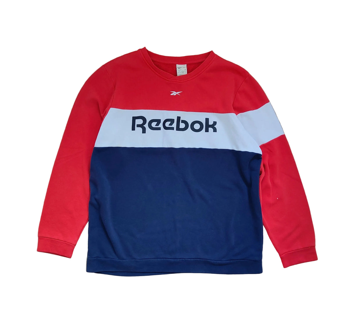Reebok Colourblock Crewneck Sweatshirt — Red/White/Navy | Men's XXL