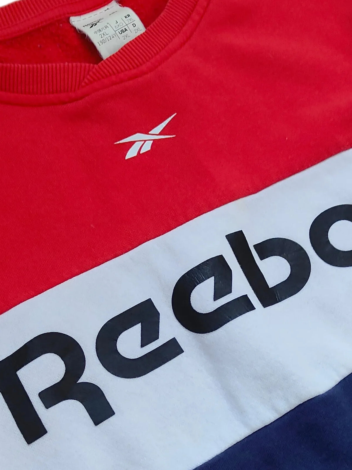 Reebok Colourblock Crewneck Sweatshirt — Red/White/Navy | Men's XXL