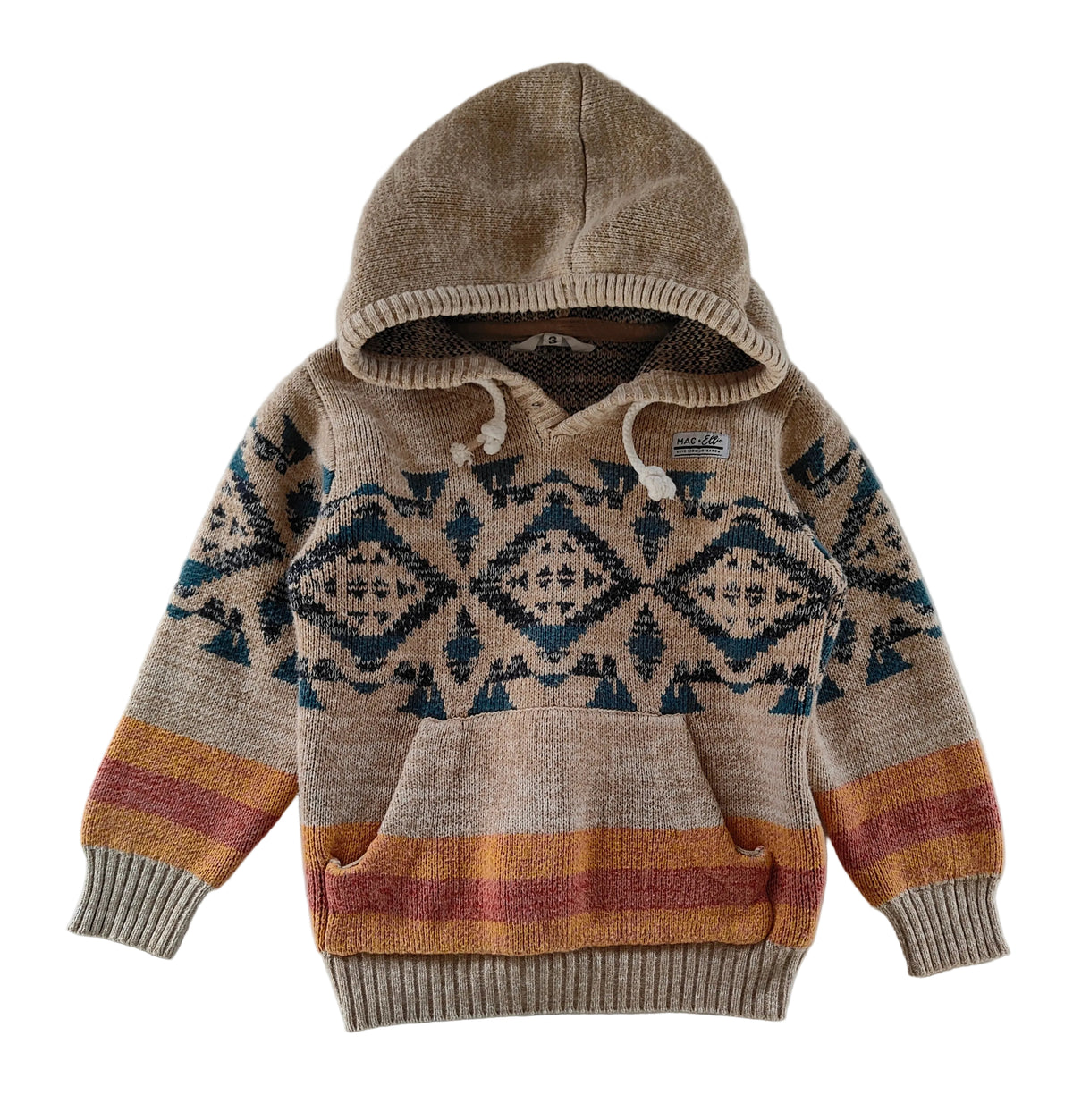 Mac + Ellie Kids Aztec Knit Hoodie — Size 3