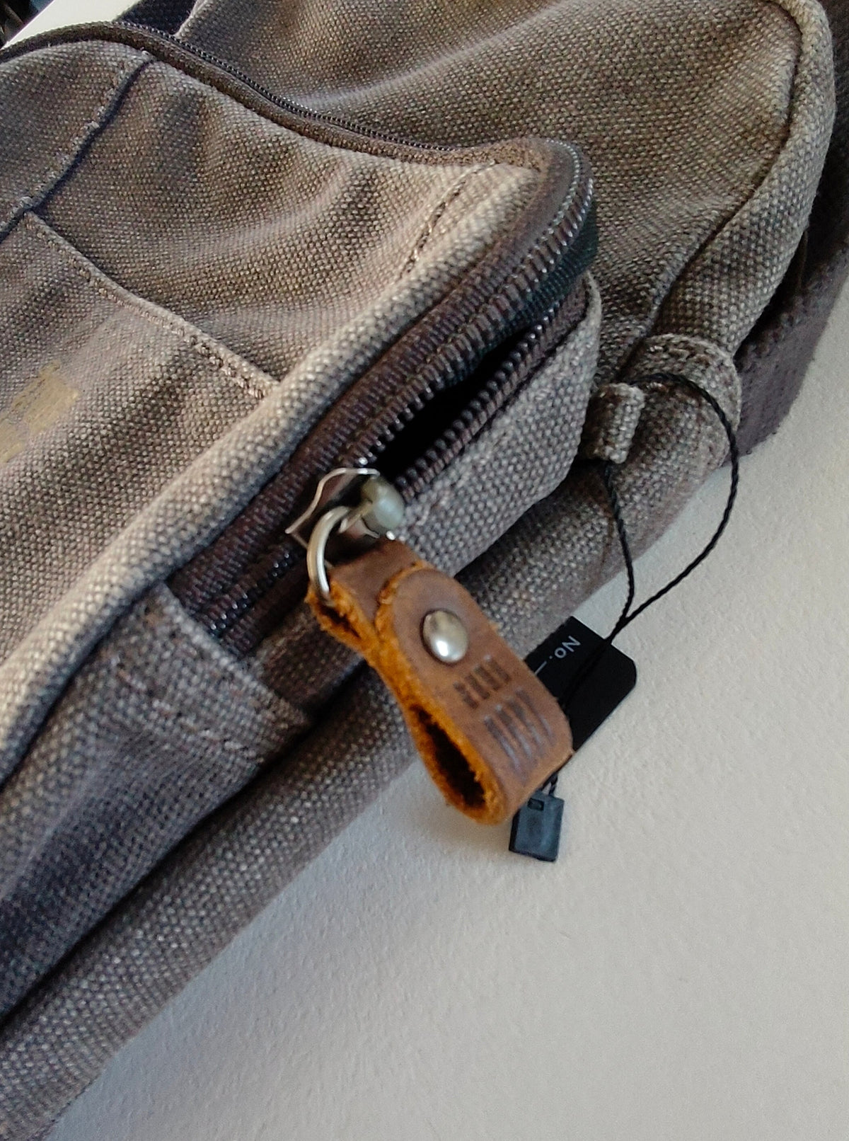 Troop London — Washed Canvas Crossbody Shoulder Bag with Leather Zip Pulls