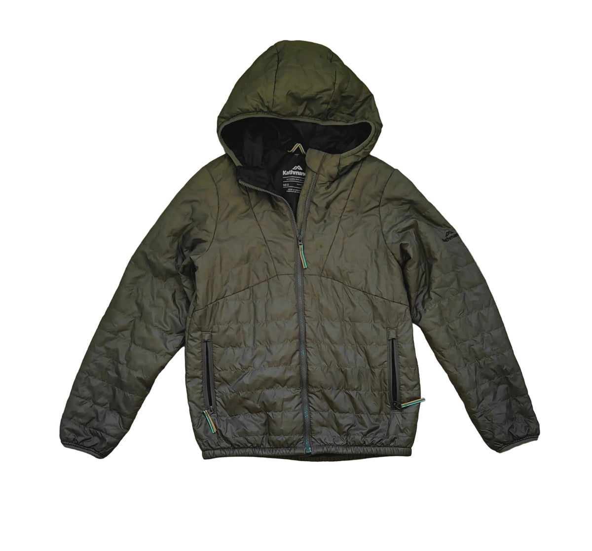 Kathmandu Heli Yeah! Kids Quilted Jacket — Olive | Size 10 (128–140cm)