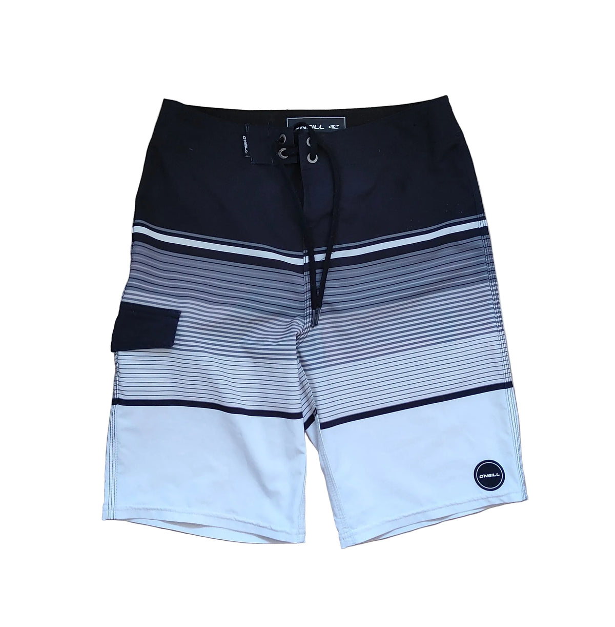O'Neill Boardshorts — Youth 26" Black/White Stripe