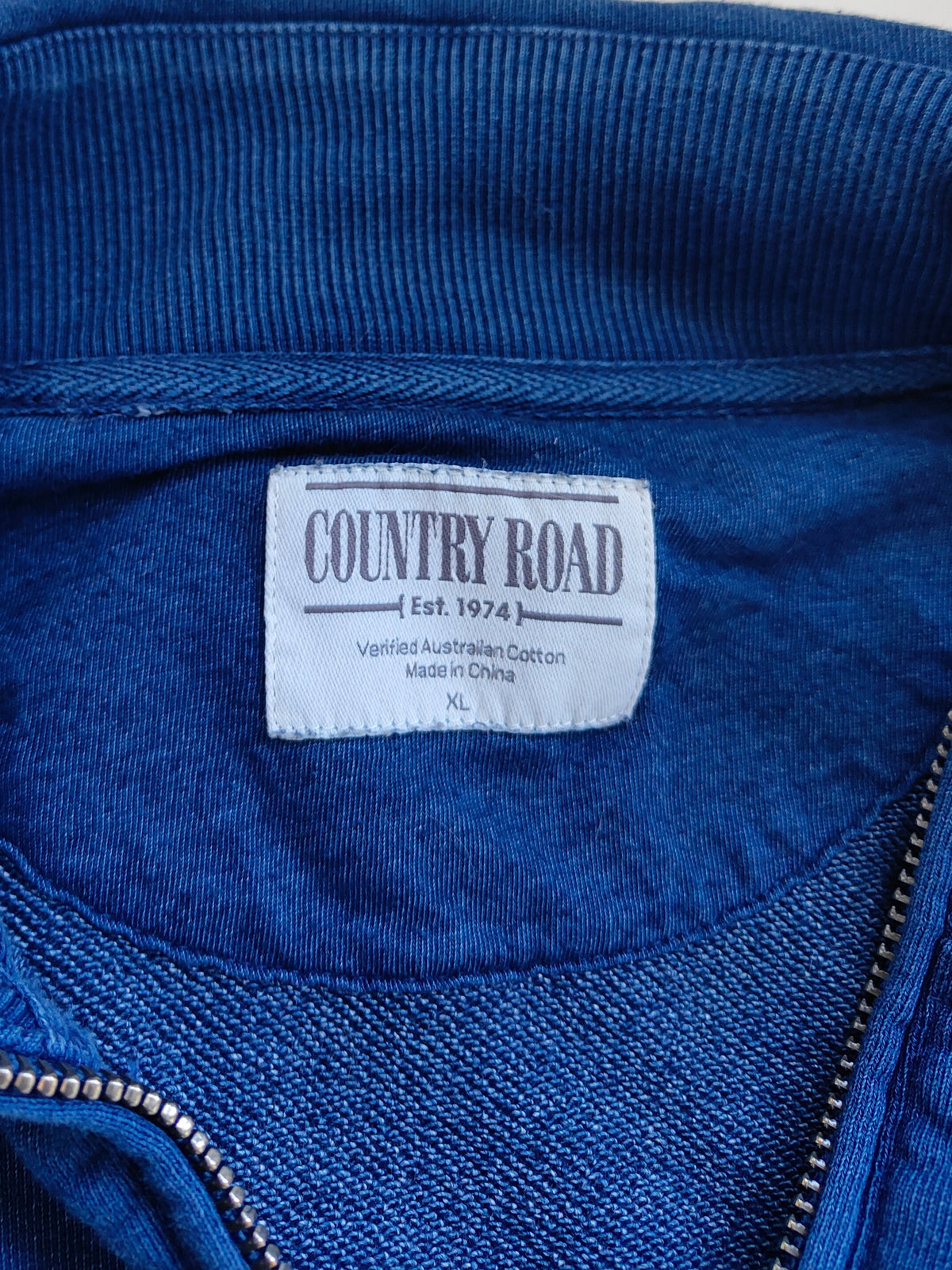 Country Road Quarter-Zip Sweatshirt — Navy Blue | Size XL