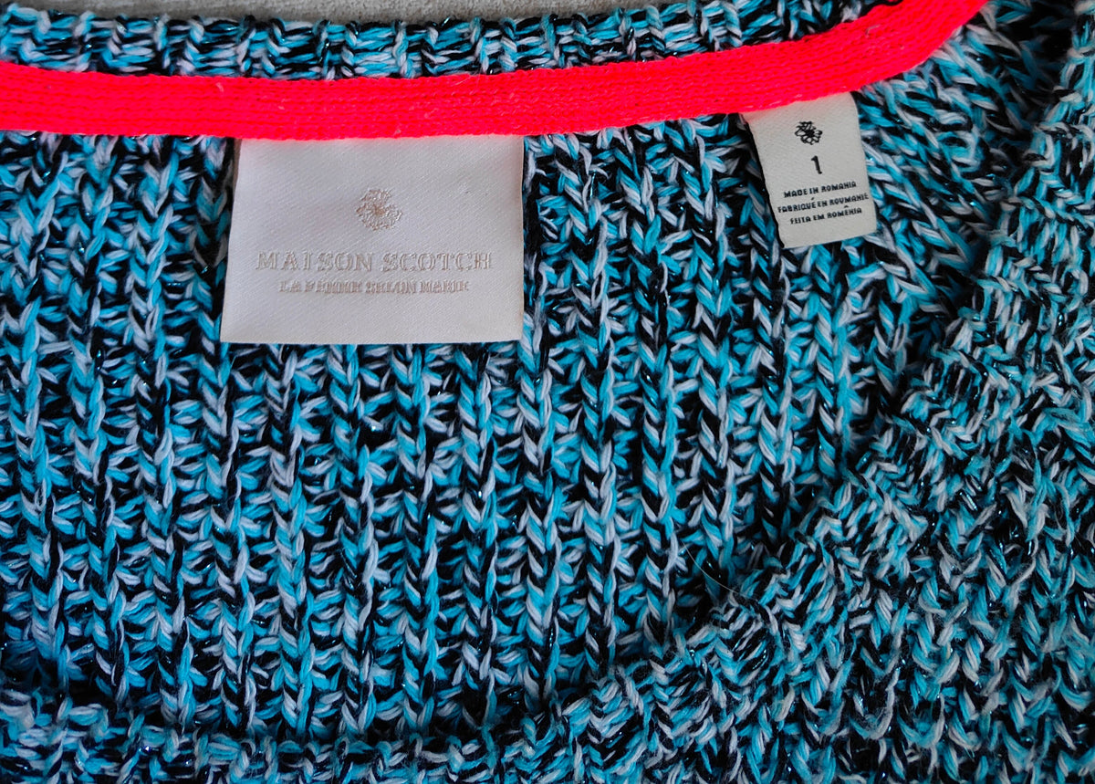 Maison Scotch Marled Chunky Knit Sweater — Teal / Size 1 (XS)