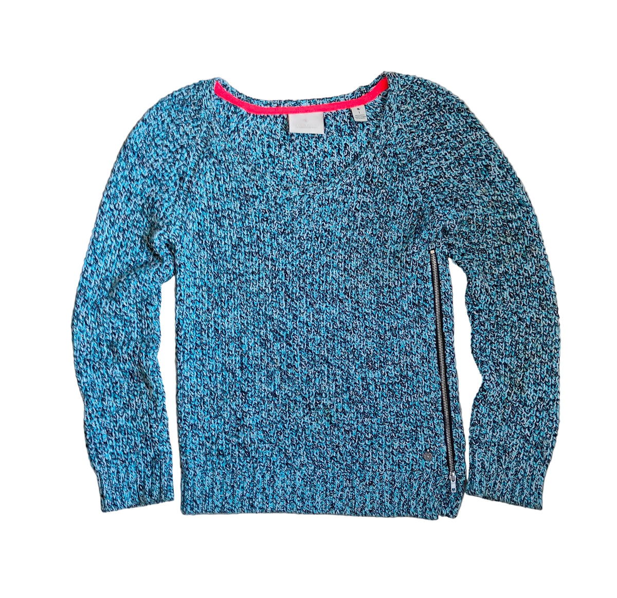 Maison Scotch Marled Chunky Knit Sweater — Teal / Size 1 (XS)