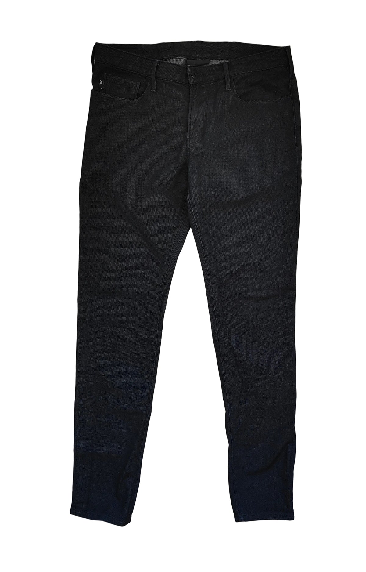 Emporio Armani Slim-Fit Trousers — Black Micro-Dot | Size 34