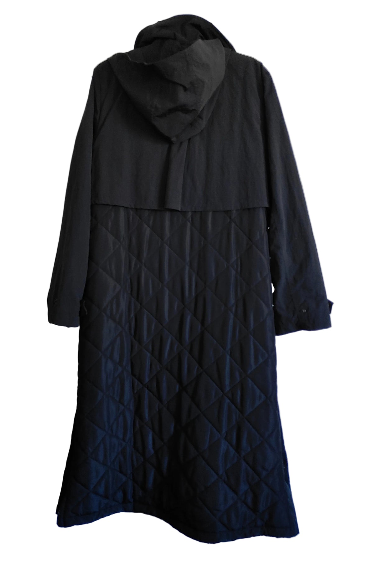 DECJUBA D-LUXE Basics Black Hooded Quilted Long Coat – EU 40 / US 8