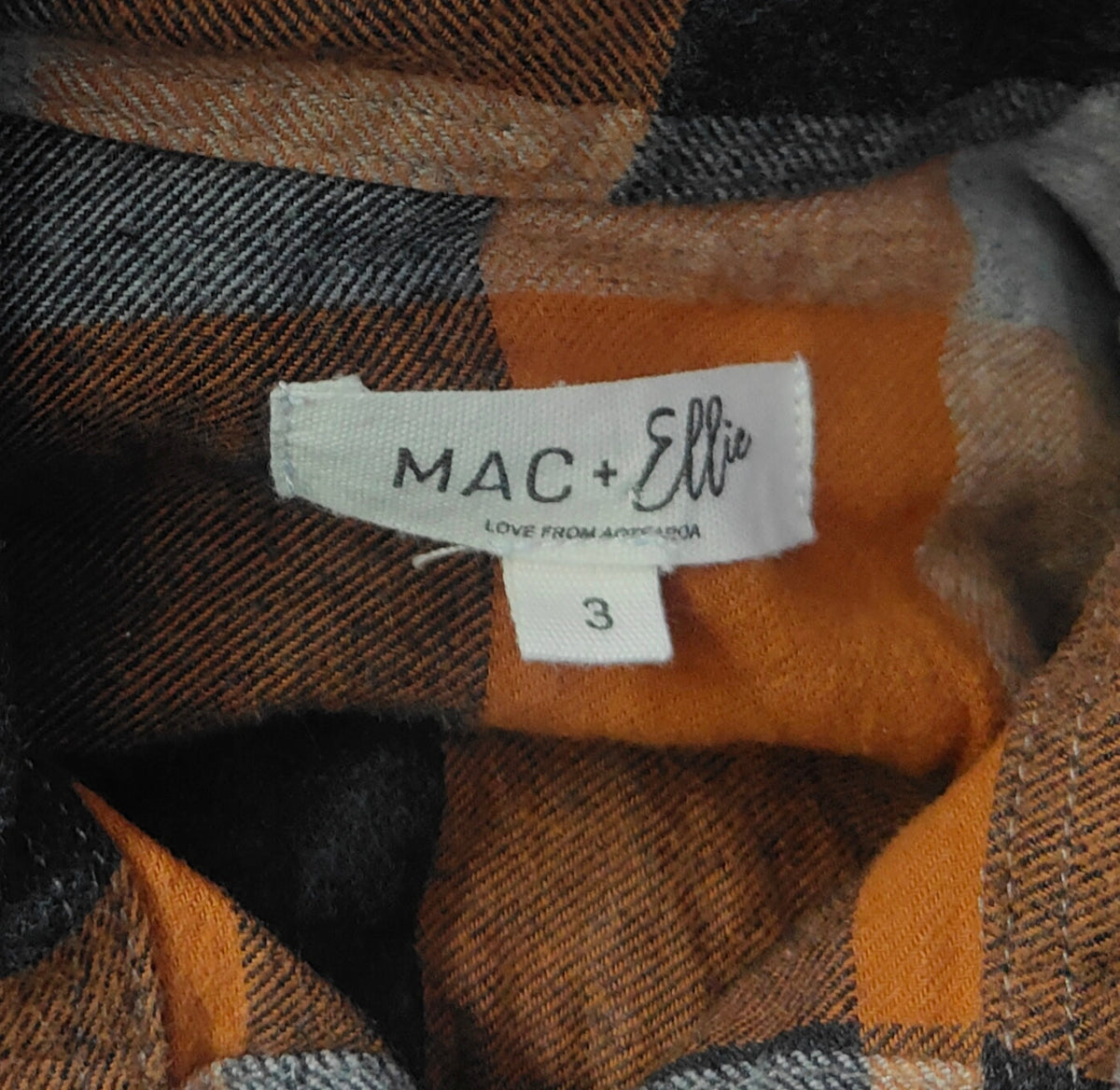 MAC + Ellie Kids' Checked Shirt – Mustard & Brown – Size 3