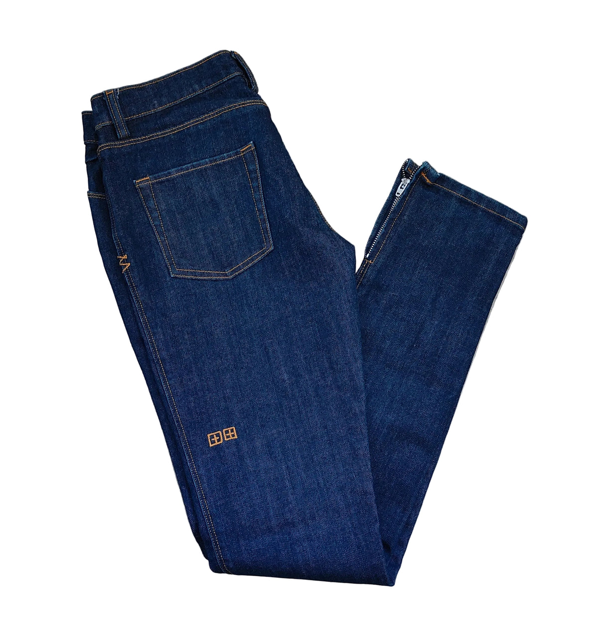 Ksubi Slim Fit Jeans — Dark Indigo | Cross Embroidery |27" Near New