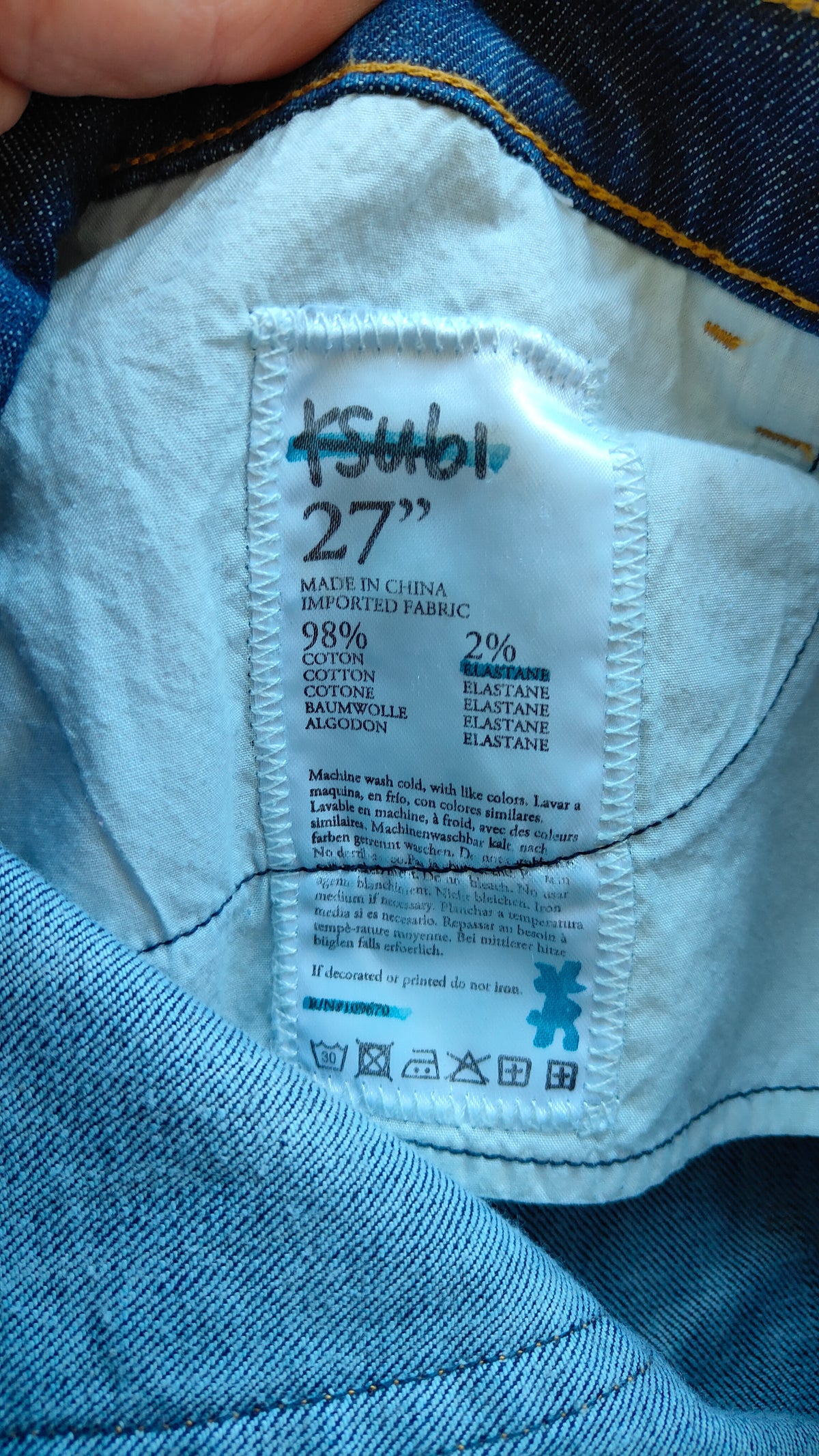 Ksubi Slim Fit Jeans — Dark Indigo | Cross Embroidery |27" Near New