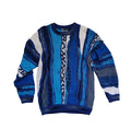 Purely Australian Merino Wool Coogi-Style 3D Knit Sweater — Size S — Blue Multicolour