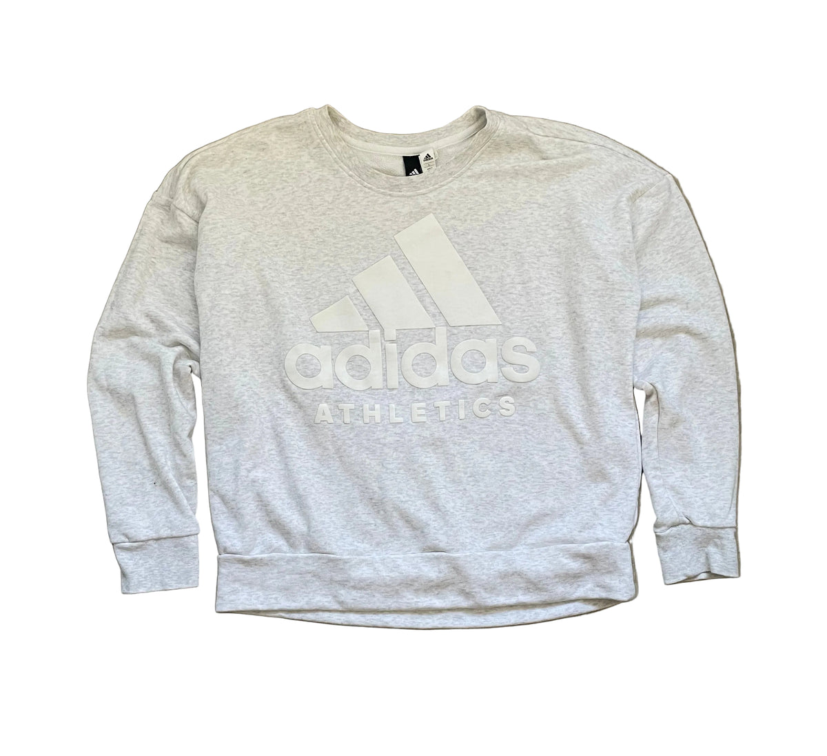 Light grey Adidas Athletics logo crewneck sweatshirt front