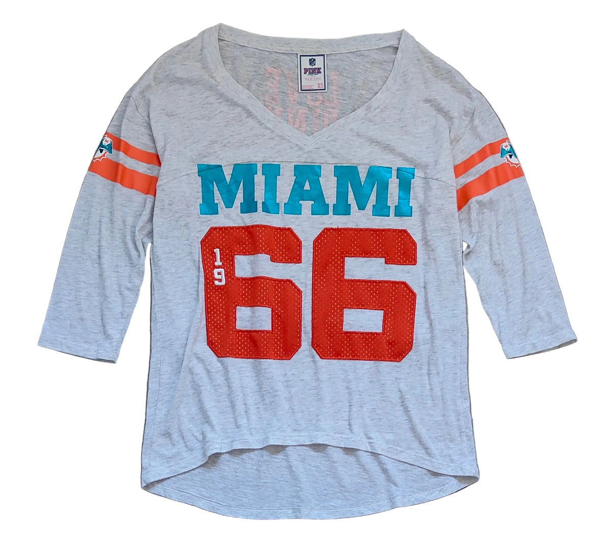 PINK by Victoria's Secret Miami Dolphins x NFL 3/4 Sleeve Top – Women's XS