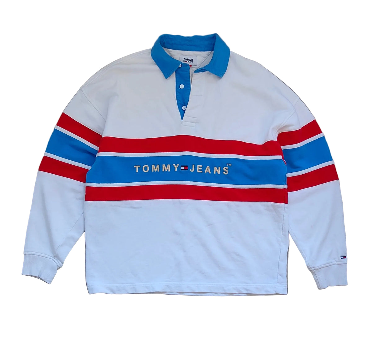 Tommy Hilfiger Striped Rugby Polo — Men's Small (Oversized Fit)