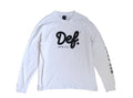 Def. MFG Co. Script Logo Long Sleeve Tee — White/Black L