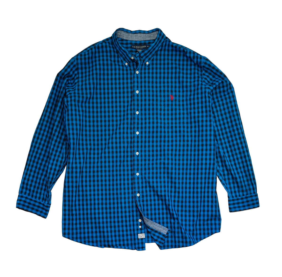 U.S. Polo Assn. Long Sleeve Check Shirt — Blue & Black 3XL
