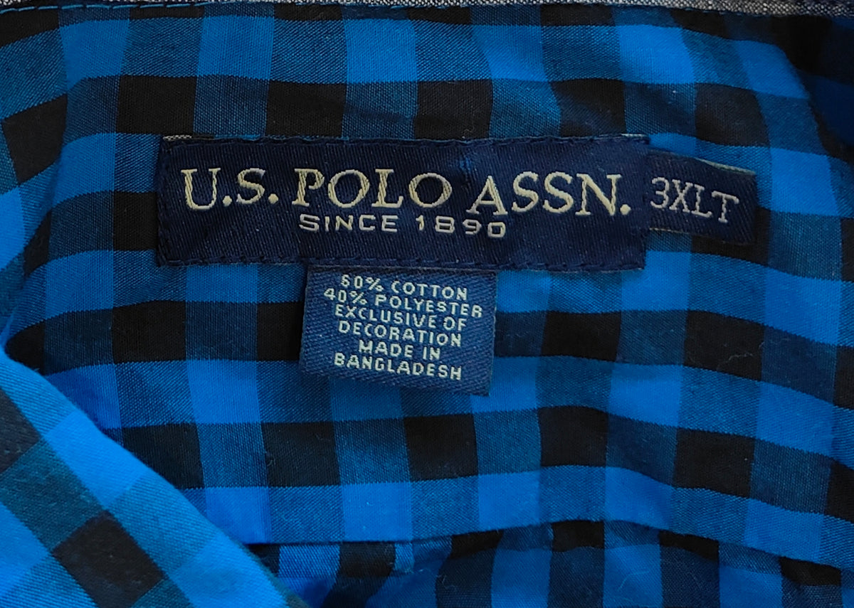 U.S. Polo Assn. Long Sleeve Check Shirt — Blue & Black 3XL
