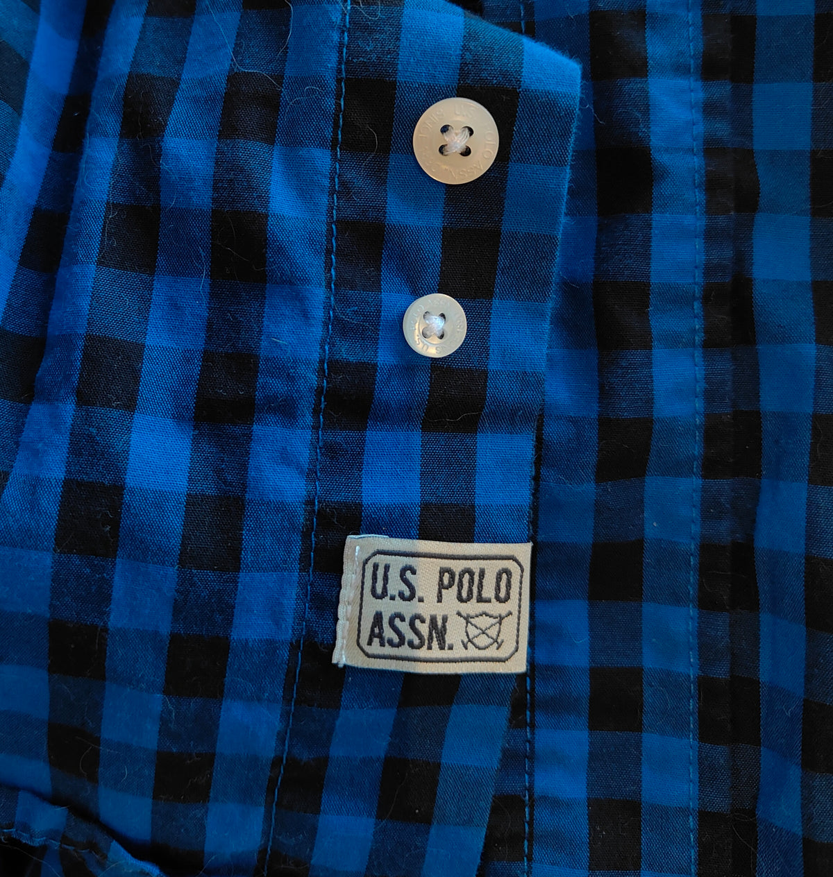 U.S. Polo Assn. Long Sleeve Check Shirt — Blue & Black 3XL